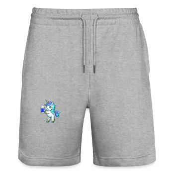 Einhorn Bier Party Lustig - Stanley/Stella Unisex Bio Joggingshorts Trainer  - Grau meliert - Vorne - Nik (191cm) & Marisol (170cm)