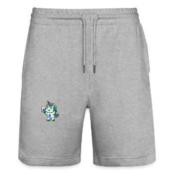 Fête de la bière de licorne Célébrer coloré - Short de jogging bio TRAINER Stanley/Stella unisexe - gris chiné - Devant - Nik (191cm) & Marisol (170cm)