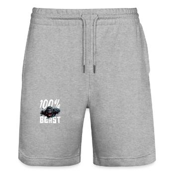 Gorilla Beast Power - Stanley/Stella Unisex Bio Joggingshorts Trainer  - Grau meliert - Vorne - Nik (191cm) & Marisol (170cm)