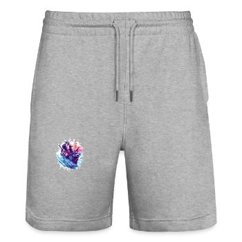 Wikinger Wolf Krieger Valhalla - Stanley/Stella Unisex Bio Joggingshorts Trainer  - Grau meliert - Vorne - Nik (191cm) & Marisol (170cm)