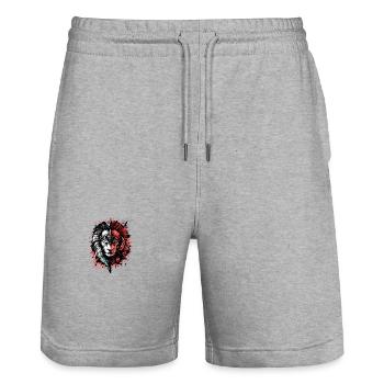 Spartan Lion Casque Sparta Rouge - Short de jogging bio TRAINER Stanley/Stella unisexe - gris chiné - Devant - Nik (191cm) & Marisol (170cm)