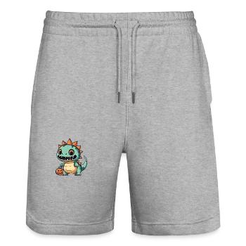 Dinosaurier stegosaurus Halloween Lustig Zombie - Stanley/Stella Unisex Bio Joggingshorts Trainer  - Grau meliert - Vorne - Nik (191cm) & Marisol (170cm)