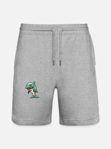 Dolphin Halloween Funny Zombie - Stanley/Stella Trainer Unisex Organic Jogging Shorts - heather grey