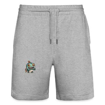 Piranha Fische Halloween Lustig Zombie - Stanley/Stella Unisex Bio Joggingshorts Trainer  - Grau meliert - Vorne - Nik (191cm) & Marisol (170cm)