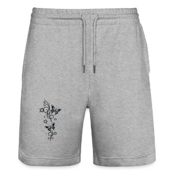 Vrille de tatouage avec des étoiles et des papillons - Short de jogging bio TRAINER Stanley/Stella unisexe - gris chiné - Devant - Nik (191cm) & Marisol (170cm)