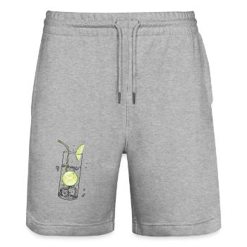 Limetten Limonade Sommer Limo - Stanley/Stella Unisex Bio Joggingshorts Trainer  - Grau meliert - Vorne - Nik (191cm) & Marisol (170cm)
