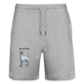 Drollige Deutsche Dogge - Stanley/Stella Unisex Bio Joggingshorts Trainer  - Grau meliert - Vorne - Nik (191cm) & Marisol (170cm)