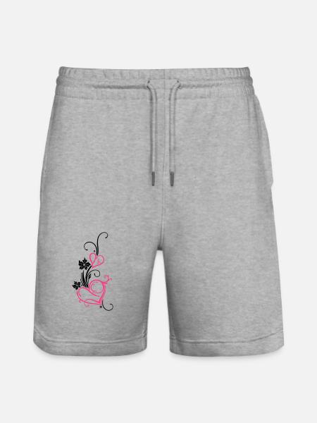 Two hearts with blossoms - Stanley/Stella Trainer Unisex Organic Jogging Shorts - heather grey