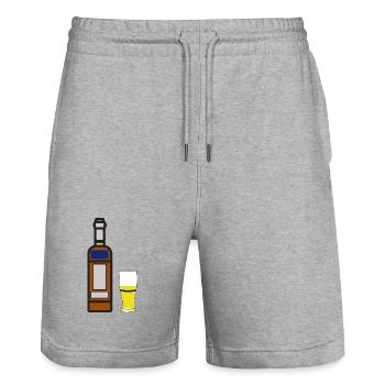 Original party aperitif gift - Stanley/Stella Trainer Unisex Organic Jogging Shorts - heather grey - Front - Nik (191cm) & Marisol (170cm)