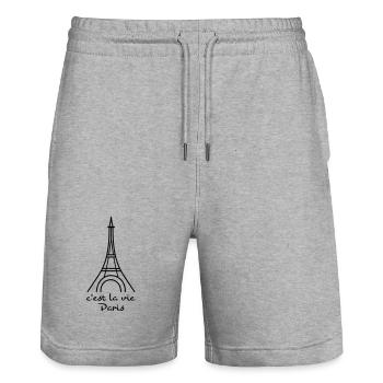 lustige Sprüche in französisch - Stanley/Stella Unisex Bio Joggingshorts Trainer  - Grau meliert - Vorne - Nik (191cm) & Marisol (170cm)