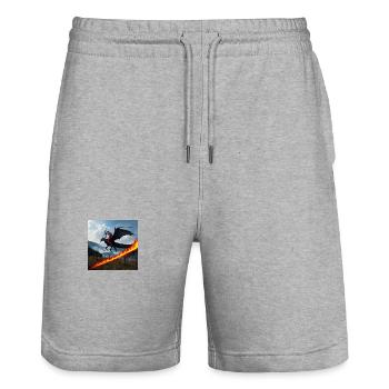 Drachenfeuer über Waldweg - Stanley/Stella Unisex Bio Joggingshorts Trainer  - Grau meliert - Vorne - Nik (191cm) & Marisol (170cm)