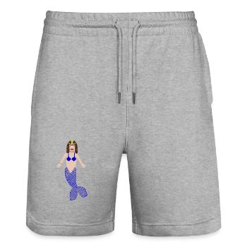 Mermaid Cleopatra Fantasy Art - Stanley/Stella Trainer Unisex Organic Jogging Shorts - heather grey - Front - Nik (191cm) & Marisol (170cm)