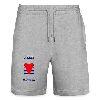 THANK YOU. MISTRESS. THANK YOU MISTRESS. MISTRESS - Stanley/Stella Trainer Unisex Organic Jogging Shorts - heather grey - Front - Nik (191cm) & Marisol (170cm)