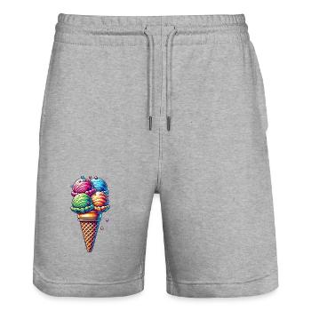 farbenfrohe Eiskreation in lebendigen Farben - Stanley/Stella Unisex Bio Joggingshorts Trainer  - Grau meliert - Vorne - Nik (191cm) & Marisol (170cm)