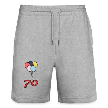 70. 70 ANS. 70e ANNIVERSAIRE. ANNIVERSAIRE 70 ANS. - Short de jogging bio TRAINER Stanley/Stella unisexe - gris chiné - Devant - Nik (191cm) & Marisol (170cm)