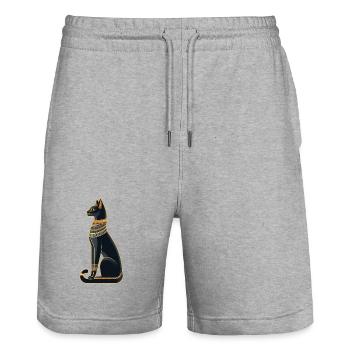 Ägyptische Katze - Stanley/Stella Unisex Bio Joggingshorts Trainer  - Grau meliert - Vorne - Nik (191cm) & Marisol (170cm)