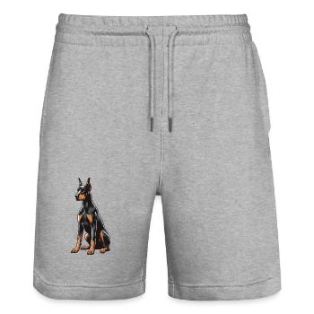 Doberman - Short de jogging bio TRAINER Stanley/Stella unisexe - gris chiné - Devant - Nik (191cm) & Marisol (170cm)