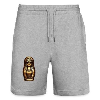 Matryoshka Cool Sunglasses Gold Gift - Stanley/Stella Trainer Unisex Organic Jogging Shorts - heather grey - Front - Nik (191cm) & Marisol (170cm)