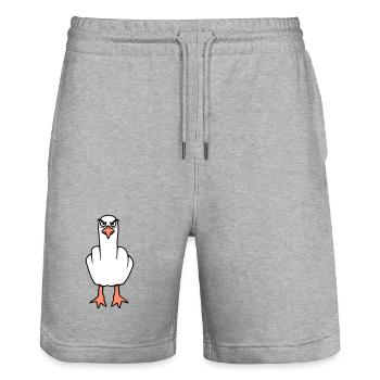 Möwe Mittelfinger Beleidigung Stinkefinger frech - Stanley/Stella Unisex Bio Joggingshorts Trainer  - Grau meliert - Vorne - Nik (191cm) & Marisol (170cm)