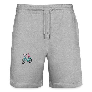 Fantasy Bike: Cat & Flamingo Dream Bike - Stanley/Stella Trainer Unisex Organic Jogging Shorts - heather grey - Front - Nik (191cm) & Marisol (170cm)