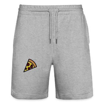 Illustration minimaliste de tranche de pizza - Short de jogging bio TRAINER Stanley/Stella unisexe - gris chiné - Devant - Nik (191cm) & Marisol (170cm)