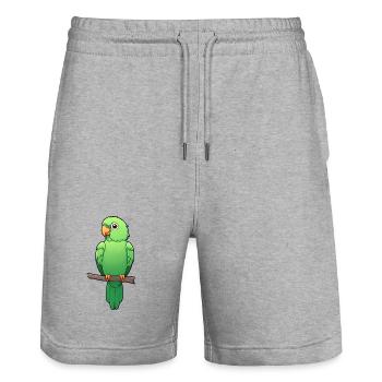 Bezaubernder grüner Papagei - Stanley/Stella Unisex Bio Joggingshorts Trainer  - Grau meliert - Vorne - Nik (191cm) & Marisol (170cm)