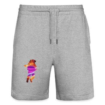 Sprung durch Neon Nebula - Stanley/Stella Unisex Bio Joggingshorts Trainer  - Grau meliert - Vorne - Nik (191cm) & Marisol (170cm)