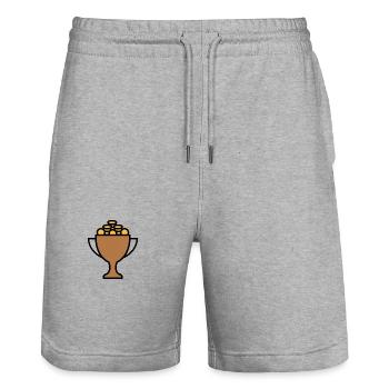 Finanz-Champion | Erfolg, Gewinn & Reichtum - Stanley/Stella Unisex Bio Joggingshorts Trainer  - Grau meliert - Vorne - Nik (191cm) & Marisol (170cm)