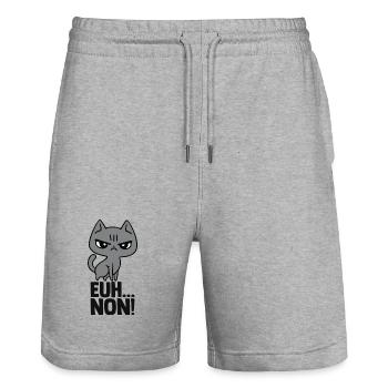 Chat Grognon Drôle Mauvaise Humeur Boudeuse Fille - Short de jogging bio TRAINER Stanley/Stella unisexe - gris chiné - Devant - Nik (191cm) & Marisol (170cm)
