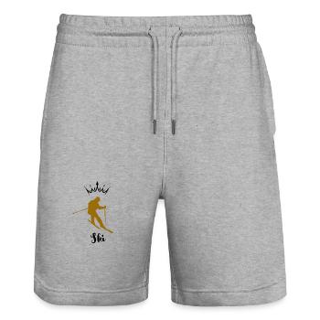 Golden Skier - Stanley/Stella Trainer Unisex Organic Jogging Shorts - heather grey - Front - Nik (191cm) & Marisol (170cm)