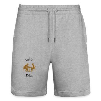 Chessboard at the café - Stanley/Stella Trainer Unisex Organic Jogging Shorts - heather grey - Front - Nik (191cm) & Marisol (170cm)