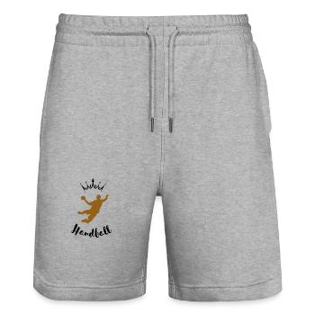 Silhouette athlète de hand - Short de jogging bio TRAINER Stanley/Stella unisexe - gris chiné - Devant - Nik (191cm) & Marisol (170cm)