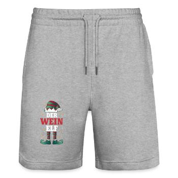 Noël L’Elfe du Vin - Short de jogging bio TRAINER Stanley/Stella unisexe - gris chiné - Devant - Nik (191cm) & Marisol (170cm)