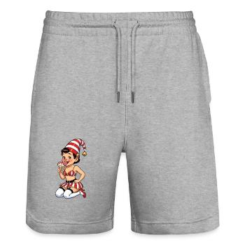 Fille lutin avec cornet de glace - Short de jogging bio TRAINER Stanley/Stella unisexe - gris chiné - Devant - Nik (191cm) & Marisol (170cm)