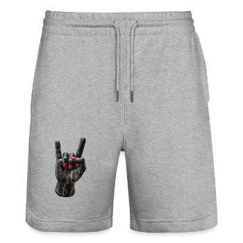 Rockhand Marble Print - Stanley/Stella Trainer Unisex Organic Jogging Shorts - heather grey - Front - Nik (191cm) & Marisol (170cm)