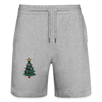Sapin de Noël sombre avec des crânes - Short de jogging bio TRAINER Stanley/Stella unisexe - gris chiné - Devant - Nik (191cm) & Marisol (170cm)