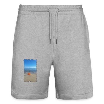 Orange beach ball by the sea - Stanley/Stella Trainer Unisex Organic Jogging Shorts - heather grey - Front - Nik (191cm) & Marisol (170cm)