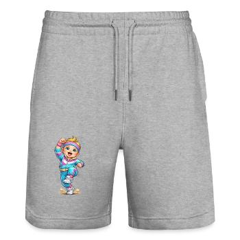 Enfant d’aérobic rétro joyeux - Short de jogging bio TRAINER Stanley/Stella unisexe - gris chiné - Devant - Nik (191cm) & Marisol (170cm)