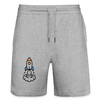 Rocket Launch Space Comic - Stanley/Stella Trainer Unisex Organic Jogging Shorts - heather grey - Front - Nik (191cm) & Marisol (170cm)