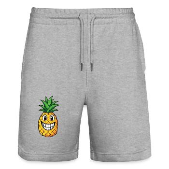 Süßer Ananas Cartoon Sommerfrucht Karibik Comic - Stanley/Stella Unisex Bio Joggingshorts Trainer  - Grau meliert - Vorne - Nik (191cm) & Marisol (170cm)