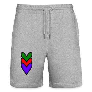 HERZ. HERZ. VALENTINSTAG. LIEBE. LIEBE. PAAR. - Stanley/Stella Unisex Bio Joggingshorts Trainer  - Grau meliert - Vorne - Nik (191cm) & Marisol (170cm)