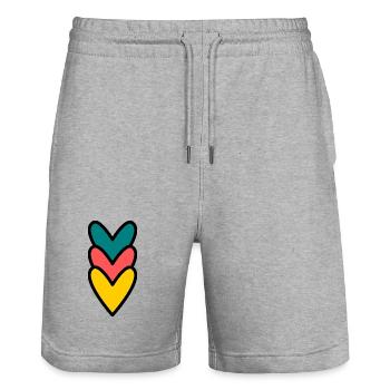 HERZ. PAAR. VALENTINSTAG. GERADE VERHEIRATET. Junggesellinnenabschied. - Stanley/Stella Unisex Bio Joggingshorts Trainer  - Grau meliert - Vorne - Nik (191cm) & Marisol (170cm)