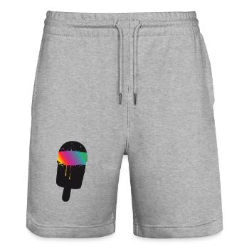 Regenbogen Eis Silhouette Street Art Style  - Stanley/Stella Unisex Bio Joggingshorts Trainer  - Grau meliert - Vorne - Nik (191cm) & Marisol (170cm)