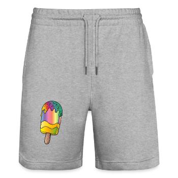 Rainbow Popsicle Cartoon Illustration - Stanley/Stella Trainer Unisex Organic Jogging Shorts - heather grey - Front - Nik (191cm) & Marisol (170cm)