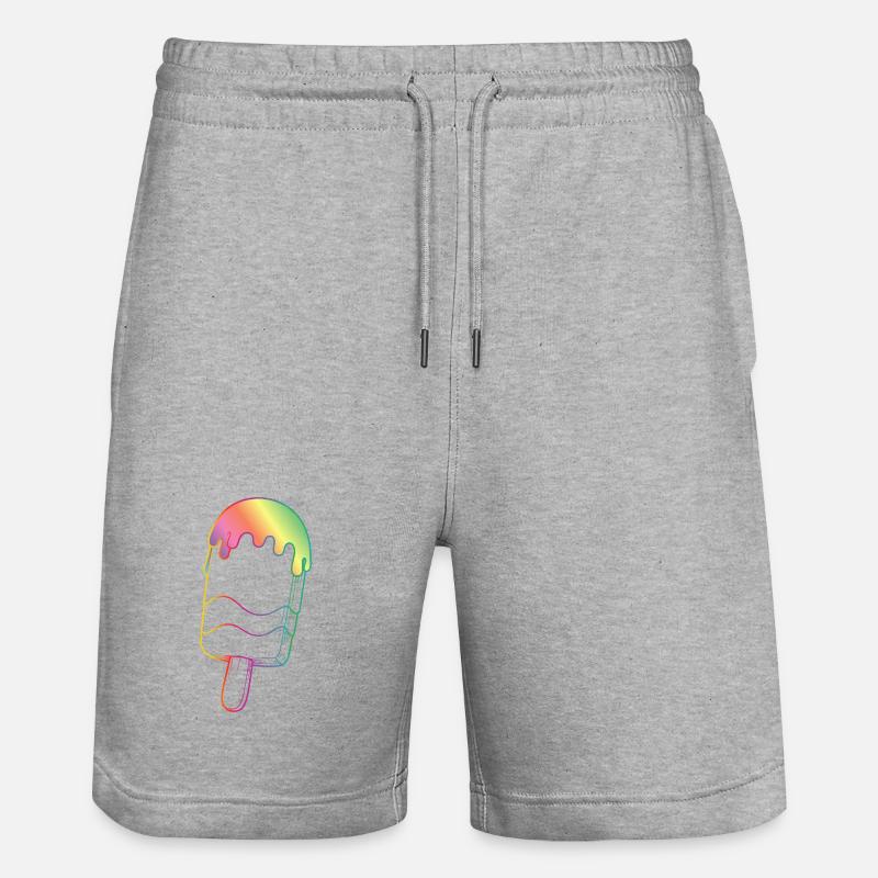 Regenbogen Eis Outline Neon Style  - Stanley/Stella Unisex Bio Joggingshorts Trainer  - Grau meliert