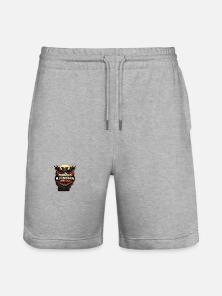 Albania's Proud Eagle Motif - Stanley/Stella Trainer Unisex Organic Jogging Shorts - heather grey