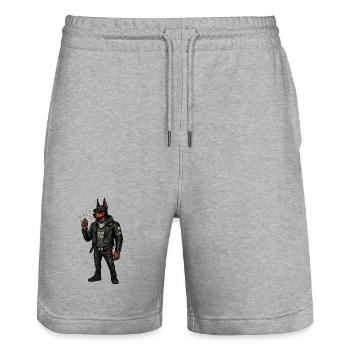 Doberman Rebel Street - Stanley/Stella Trainer Unisex Organic Jogging Shorts - heather grey - Front - Nik (191cm) & Marisol (170cm)