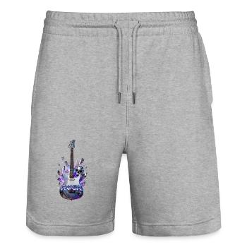 Holografische Totenkopf-Rockgitarre - Stanley/Stella Unisex Bio Joggingshorts Trainer  - Grau meliert - Vorne - Nik (191cm) & Marisol (170cm)