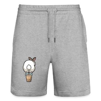 Cute Bunny Funny Boba Bubble Tea - Stanley/Stella Trainer Unisex Organic Jogging Shorts - heather grey - Front - Nik (191cm) & Marisol (170cm)