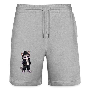 Streetwear-Chat - Stanley/Stella Unisex Bio Joggingshorts Trainer  - Grau meliert - Vorne - Nik (191cm) & Marisol (170cm)